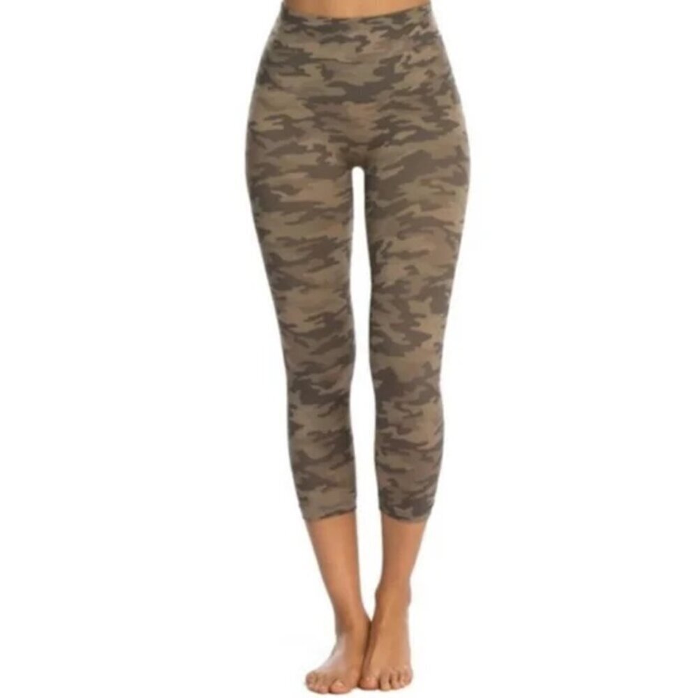 SPANX NEW Seamless Cropped Lamn Leggings in Desert Camo High Rise Green 3X 164